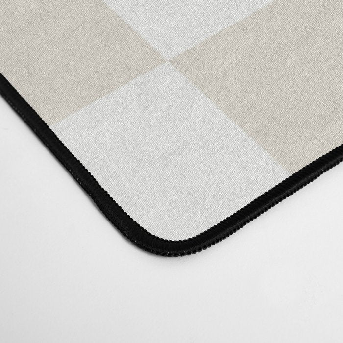Checkerboard Check Pattern in Pale Light Neutral Beige White Tones Desk Mat Gallery Image 4
