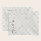 Checkerboard Check Pattern in Pale Light Neutral Beige White Tones Placemat Gallery Image 1