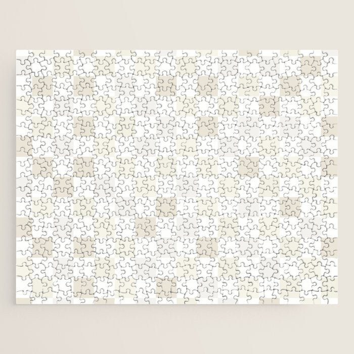 Checkerboard Check Pattern in Pale Light Neutral Beige White Tones Jigsaw Puzzle Gallery Image 1