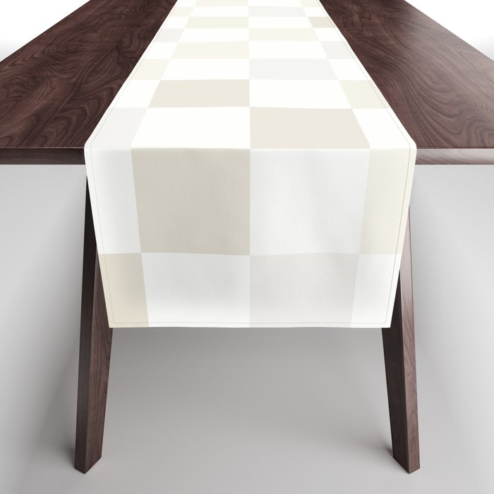 Checkerboard Check Pattern in Pale Light Neutral Beige White Tones Table Runner Gallery Image 1