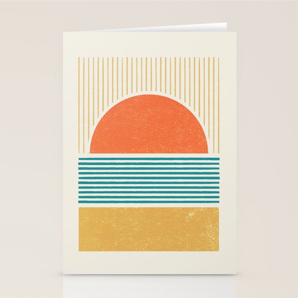 Sun Beach Stripes - Mid Century Modern Abstract Stationery Card Gallery Image 2