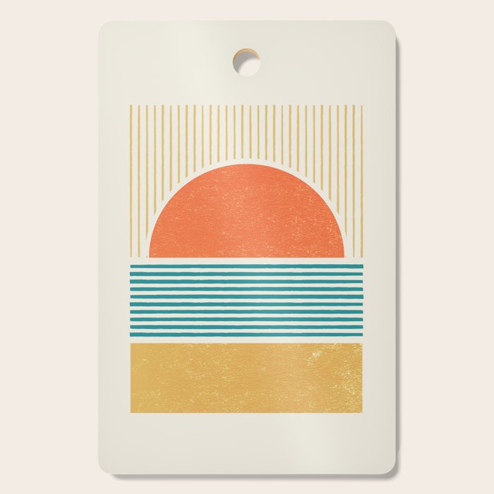 Sun Beach Stripes - Mid Century Modern Abstract Cutting Board Gallery Image 1