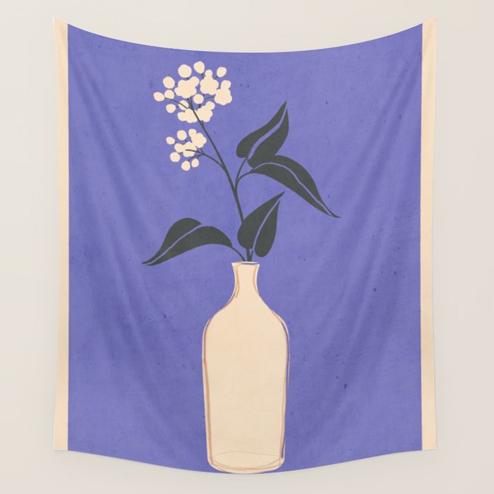Minimal Abstract Art Vase Flower 14 Wall Tapestry Gallery Image 1