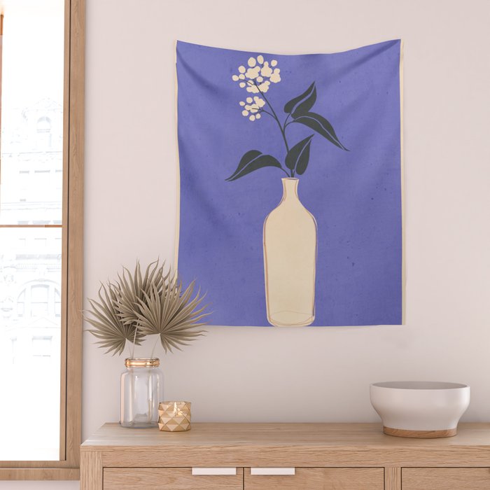 Minimal Abstract Art Vase Flower 14 Wall Tapestry Gallery Image 2