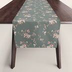 Watercolor Wildflowers - Sage Pink Table Runner Gallery Image 1
