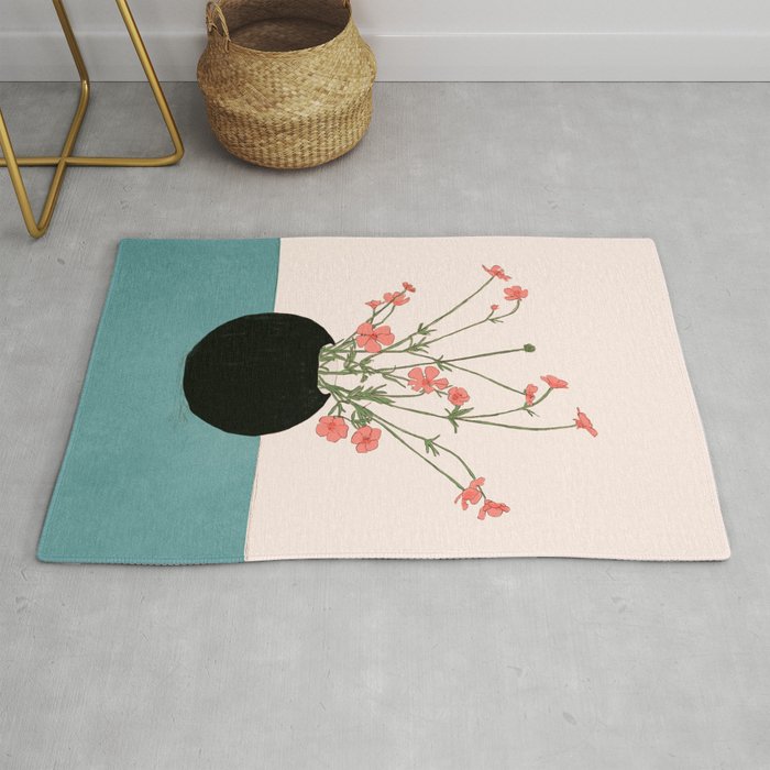 Blooming Wildflowers Rose Rug Gallery Image 1