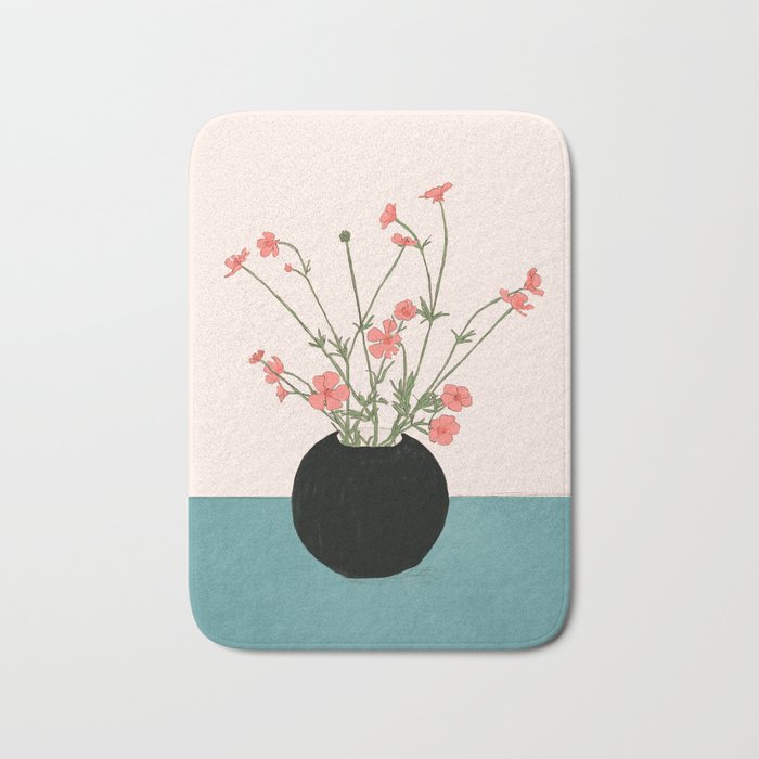 Blooming Wildflowers Rose Bath Mat Gallery Image 1