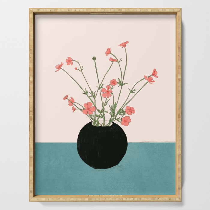 Blooming Wildflowers Rose Serving Tray Gallery Image 1