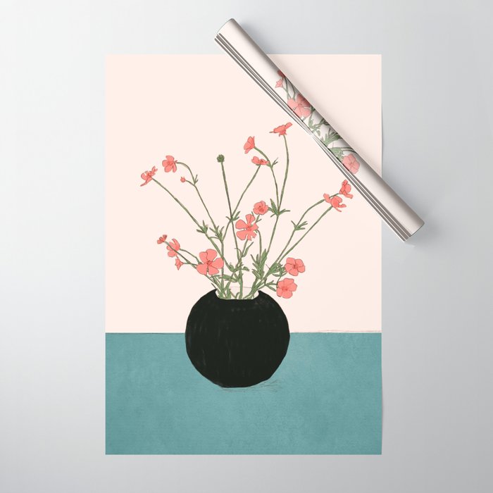 Blooming Wildflowers Rose Wrapping Paper Gallery Image 1