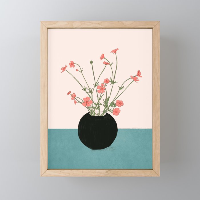 Blooming Wildflowers Rose Mini Art Print Gallery Image 1