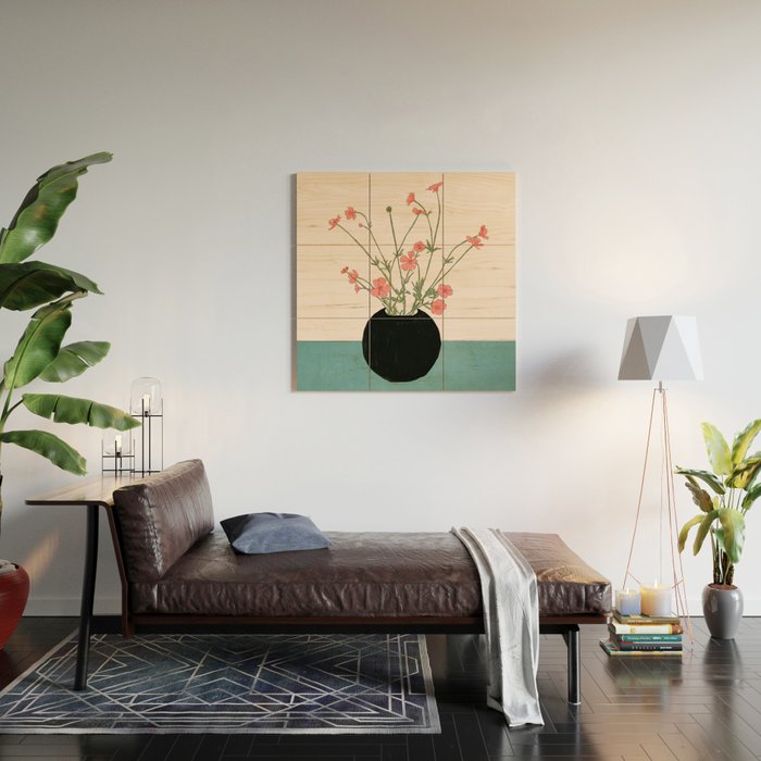 Blooming Wildflowers Rose Wood Wall Art Gallery Image 2