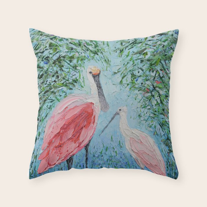 Spoonbill Soiree  Throw Pillow Gallery Image 2