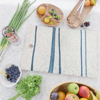 Parallel Universe [horizontal]: a pretty, minimal, abstract piece in lines of vibrant blue and white Cutting Board Gallery Image 2
