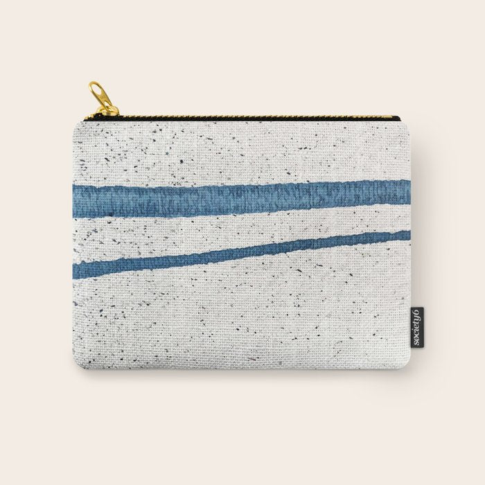 Parallel Universe [horizontal]: a pretty, minimal, abstract piece in lines of vibrant blue and white Carry All Pouch Gallery Image 1