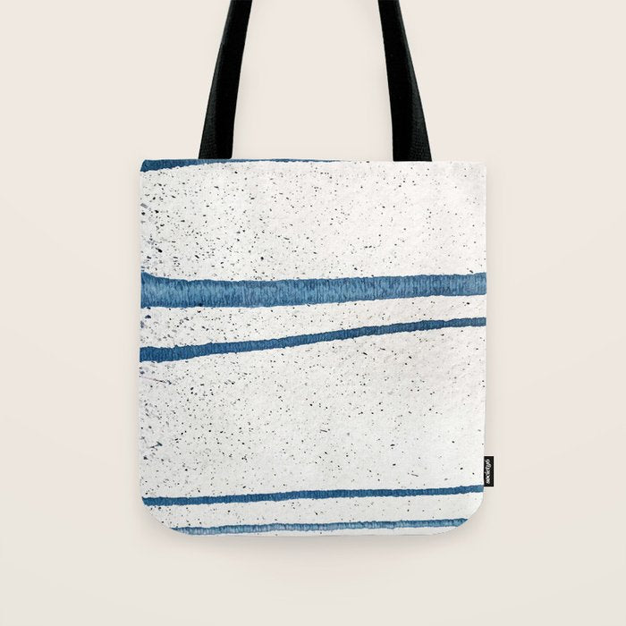 Parallel Universe [horizontal]: a pretty, minimal, abstract piece in lines of vibrant blue and white Tote Bag Gallery Image 1