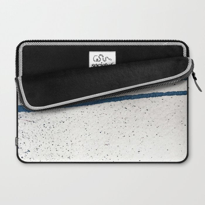 Parallel Universe [horizontal]: a pretty, minimal, abstract piece in lines of vibrant blue and white Laptop Sleeve Gallery Image 2