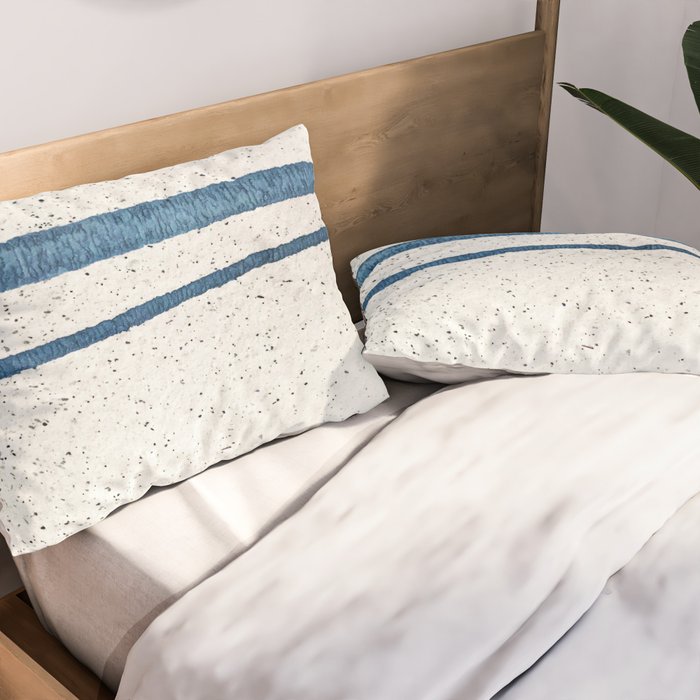 Parallel Universe [horizontal]: a pretty, minimal, abstract piece in lines of vibrant blue and white Pillow Sham Gallery Image 2