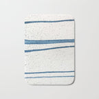 Parallel Universe [horizontal]: a pretty, minimal, abstract piece in lines of vibrant blue and white Bath Mat Gallery Image 1