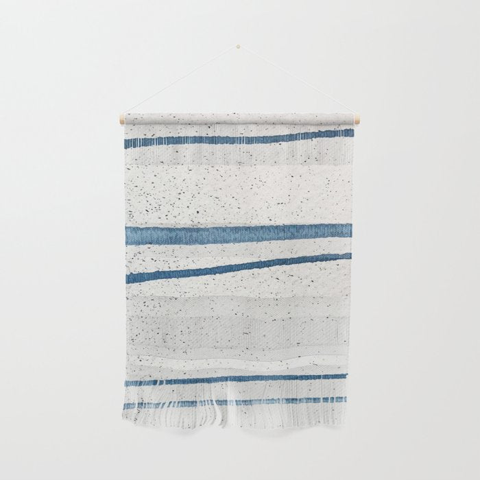 Parallel Universe [horizontal]: a pretty, minimal, abstract piece in lines of vibrant blue and white Wall Hanging Gallery Image 1