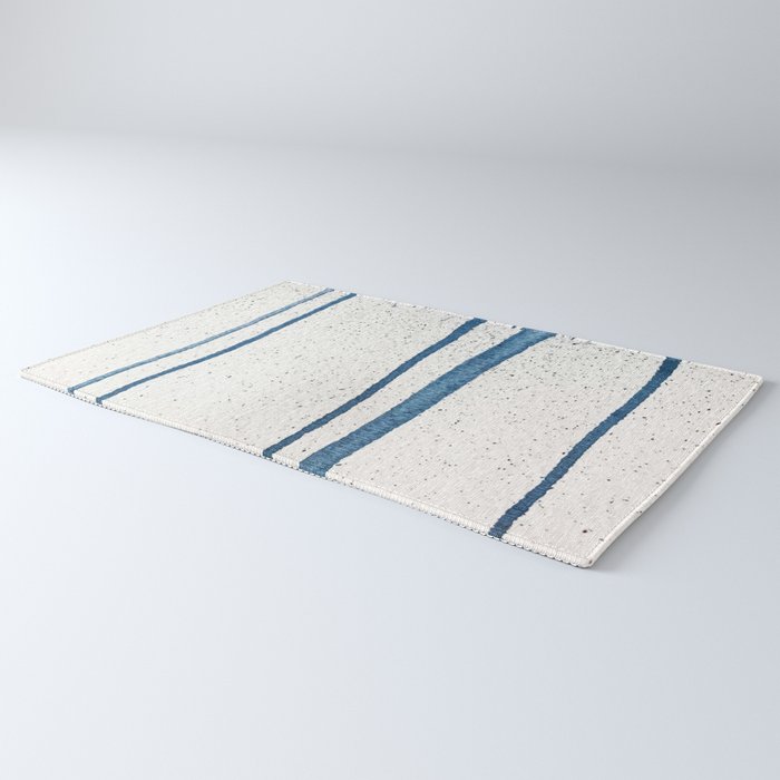 Parallel Universe [horizontal]: a pretty, minimal, abstract piece in lines of vibrant blue and white Rug Gallery Image 3