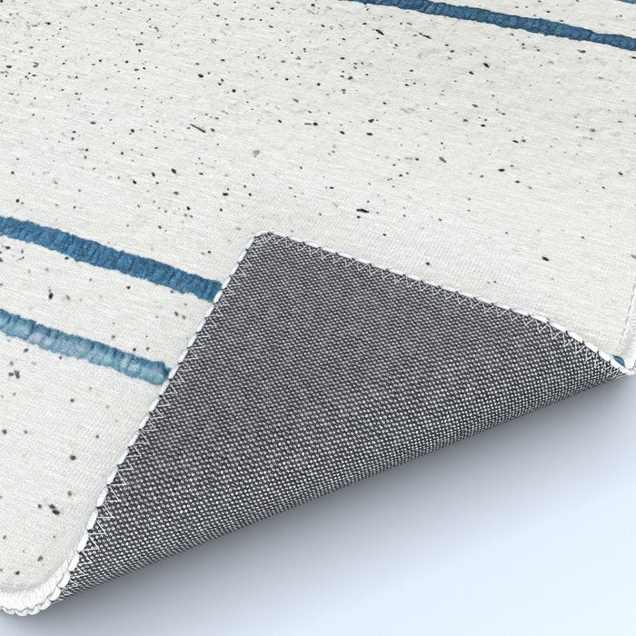 Parallel Universe [horizontal]: a pretty, minimal, abstract piece in lines of vibrant blue and white Rug Gallery Image 4