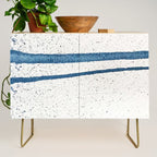 Parallel Universe [horizontal]: a pretty, minimal, abstract piece in lines of vibrant blue and white Credenza Gallery Image 1