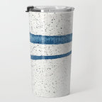 Parallel Universe [horizontal]: a pretty, minimal, abstract piece in lines of vibrant blue and white Travel Mug Gallery Image 3