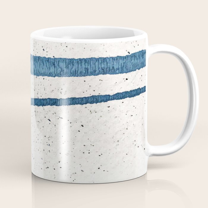 Parallel Universe [horizontal]: a pretty, minimal, abstract piece in lines of vibrant blue and white Coffee Mug Gallery Image 1