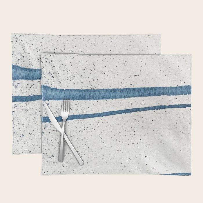 Parallel Universe [horizontal]: a pretty, minimal, abstract piece in lines of vibrant blue and white Placemat Gallery Image 1