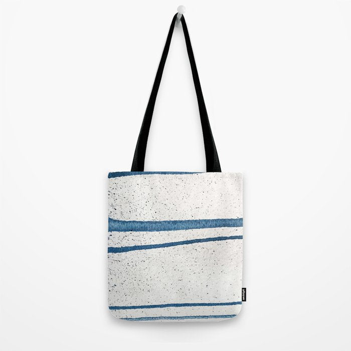 Parallel Universe [horizontal]: a pretty, minimal, abstract piece in lines of vibrant blue and white Tote Bag Gallery Image 2