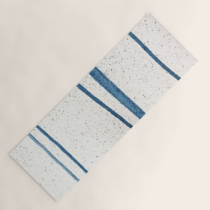 Parallel Universe [horizontal]: a pretty, minimal, abstract piece in lines of vibrant blue and white Yoga Mat Gallery Image 1