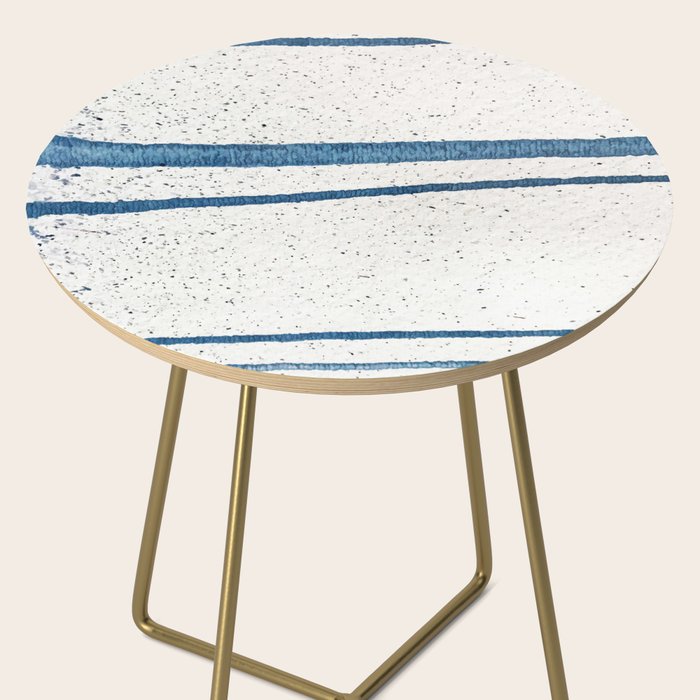Parallel Universe [horizontal]: a pretty, minimal, abstract piece in lines of vibrant blue and white Side Table Gallery Image 2