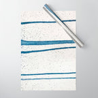 Parallel Universe [horizontal]: a pretty, minimal, abstract piece in lines of vibrant blue and white Wrapping Paper Gallery Image 1