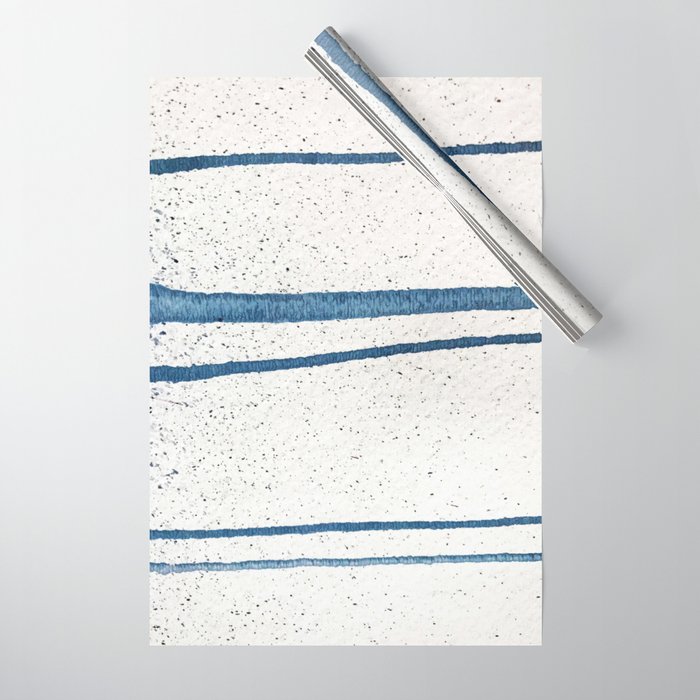 Parallel Universe [horizontal]: a pretty, minimal, abstract piece in lines of vibrant blue and white Wrapping Paper Gallery Image 1