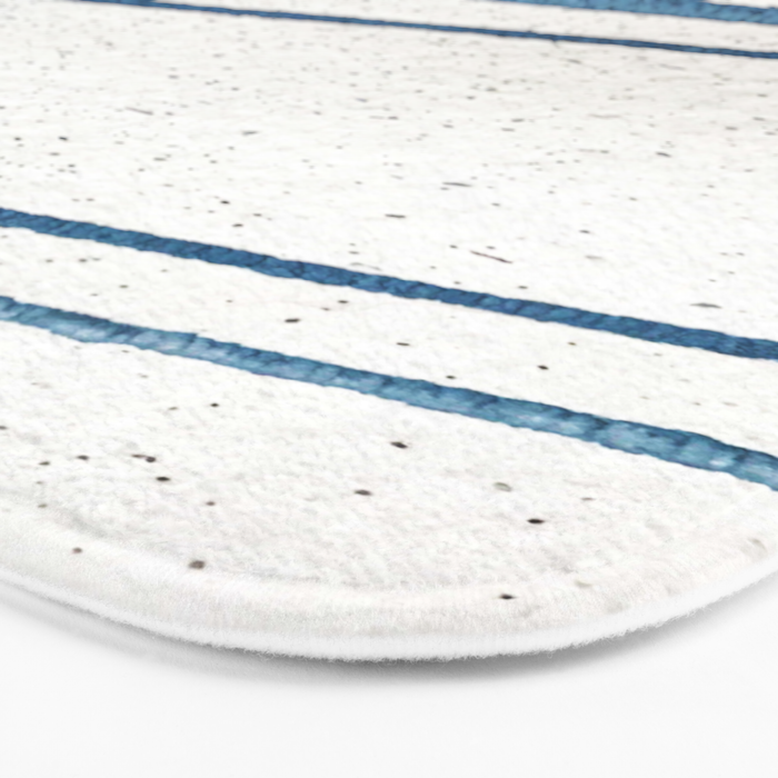 Parallel Universe [horizontal]: a pretty, minimal, abstract piece in lines of vibrant blue and white Bath Mat Gallery Image 3