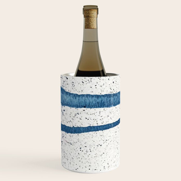 Parallel Universe [horizontal]: a pretty, minimal, abstract piece in lines of vibrant blue and white Wine Chiller Gallery Image 2