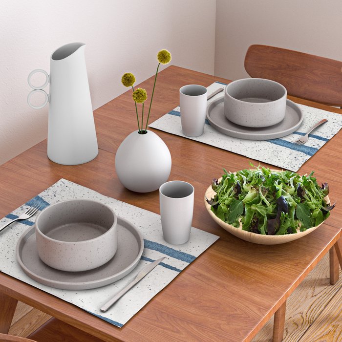 Parallel Universe [horizontal]: a pretty, minimal, abstract piece in lines of vibrant blue and white Placemat Gallery Image 2