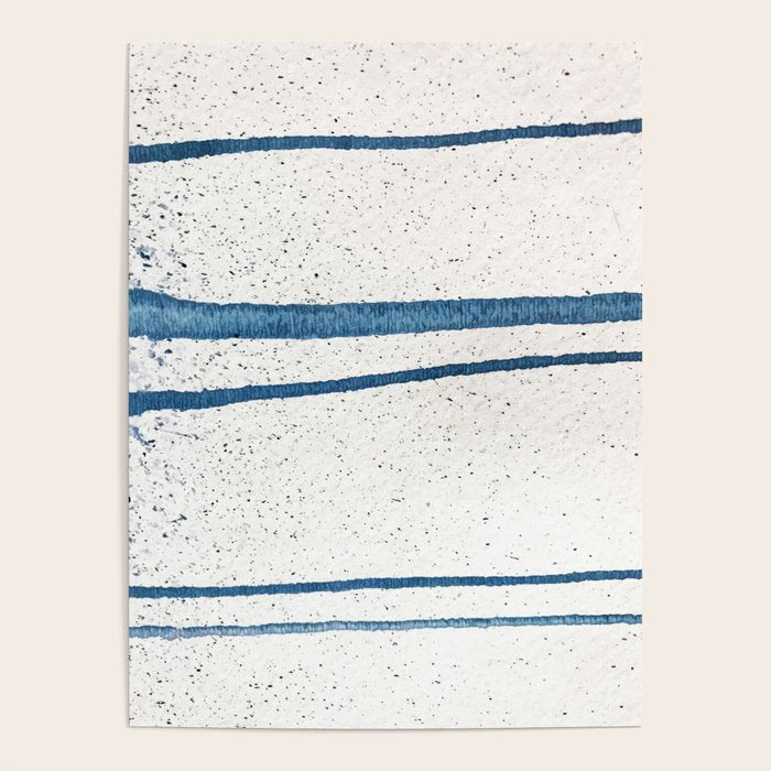 Parallel Universe [horizontal]: a pretty, minimal, abstract piece in lines of vibrant blue and white Poster Gallery Image 4