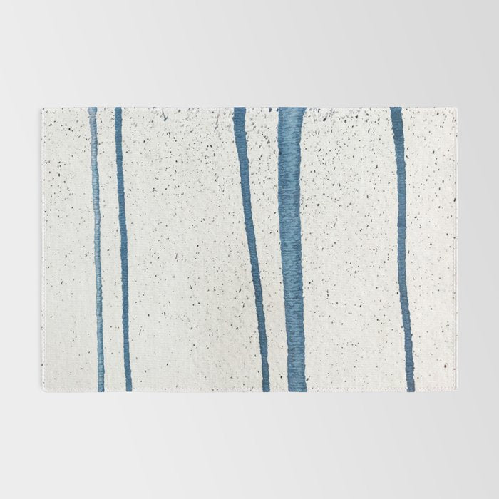 Parallel Universe [horizontal]: a pretty, minimal, abstract piece in lines of vibrant blue and white Rug Gallery Image 2