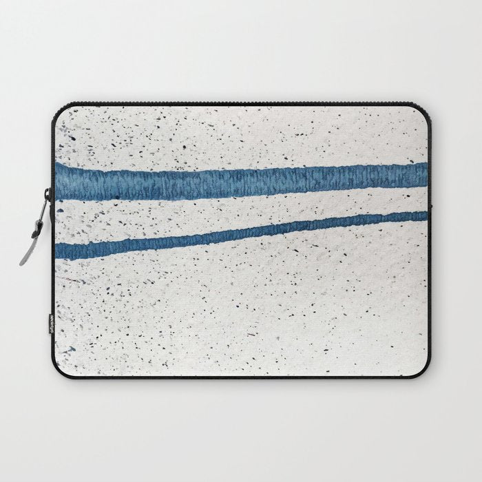 Parallel Universe [horizontal]: a pretty, minimal, abstract piece in lines of vibrant blue and white Laptop Sleeve Gallery Image 1