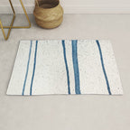 Parallel Universe [horizontal]: a pretty, minimal, abstract piece in lines of vibrant blue and white Rug Gallery Image 1