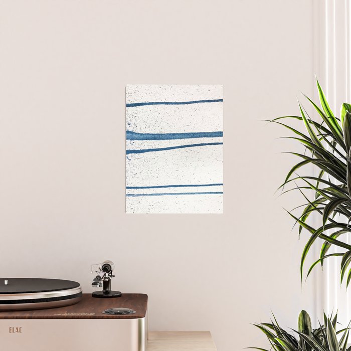 Parallel Universe [horizontal]: a pretty, minimal, abstract piece in lines of vibrant blue and white Poster Gallery Image 2
