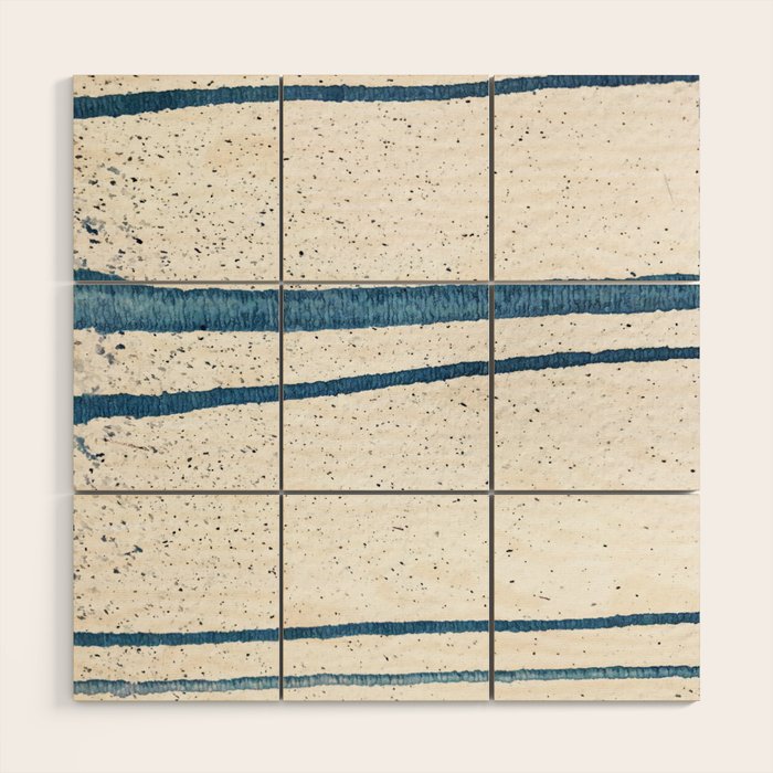 Parallel Universe [horizontal]: a pretty, minimal, abstract piece in lines of vibrant blue and white Wood Wall Art Gallery Image 1