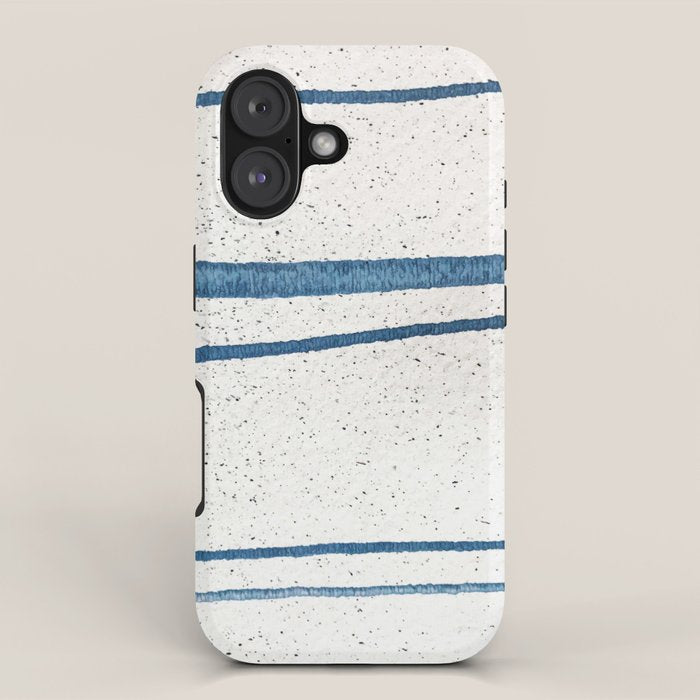 Parallel Universe [horizontal]: a pretty, minimal, abstract piece in lines of vibrant blue and white iPhone Case Gallery Image 1