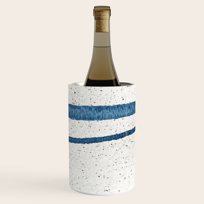 Parallel Universe [horizontal]: a pretty, minimal, abstract piece in lines of vibrant blue and white Wine Chiller Gallery Image 1