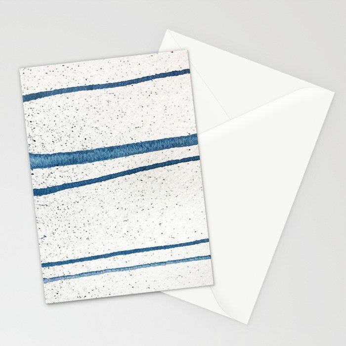Parallel Universe [horizontal]: a pretty, minimal, abstract piece in lines of vibrant blue and white Stationery Card Gallery Image 2