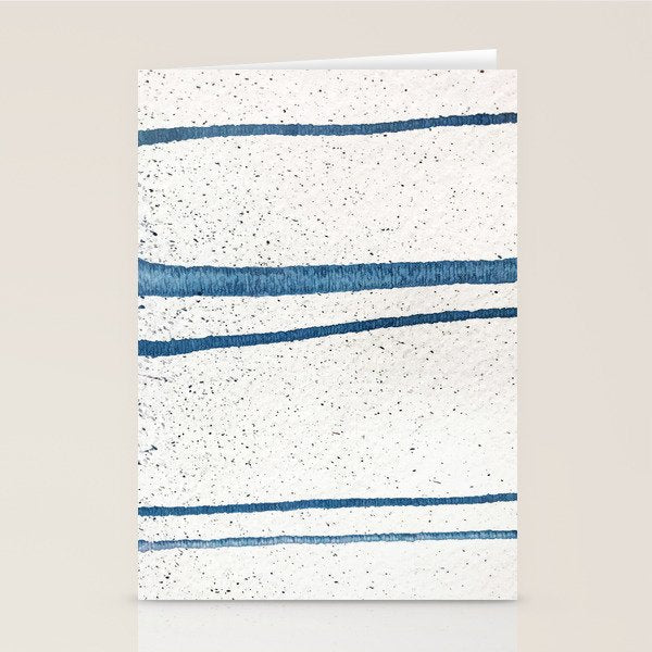 Parallel Universe [horizontal]: a pretty, minimal, abstract piece in lines of vibrant blue and white Stationery Card Gallery Image 1