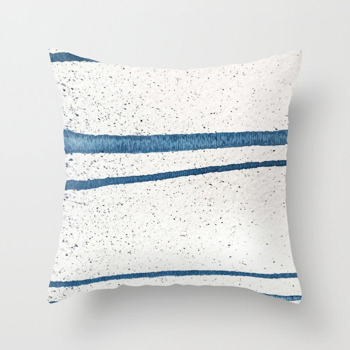 Parallel Universe [horizontal]: a pretty, minimal, abstract piece in lines of vibrant blue and white Throw Pillow Gallery Image 6