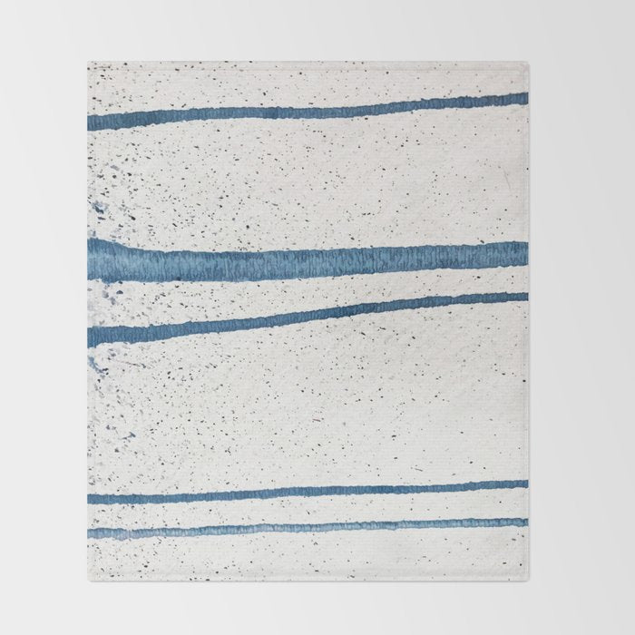 Parallel Universe [horizontal]: a pretty, minimal, abstract piece in lines of vibrant blue and white Throw Blanket Gallery Image 2