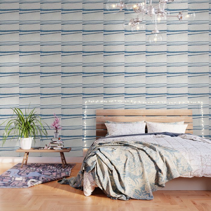 Parallel Universe [horizontal]: a pretty, minimal, abstract piece in lines of vibrant blue and white Wallpaper Gallery Image 3